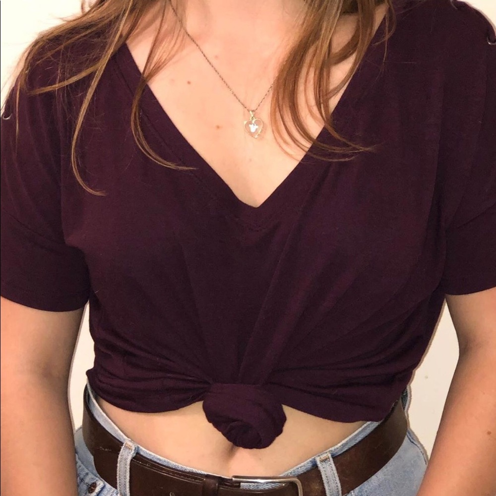 Maroon and green relaxed fit tee